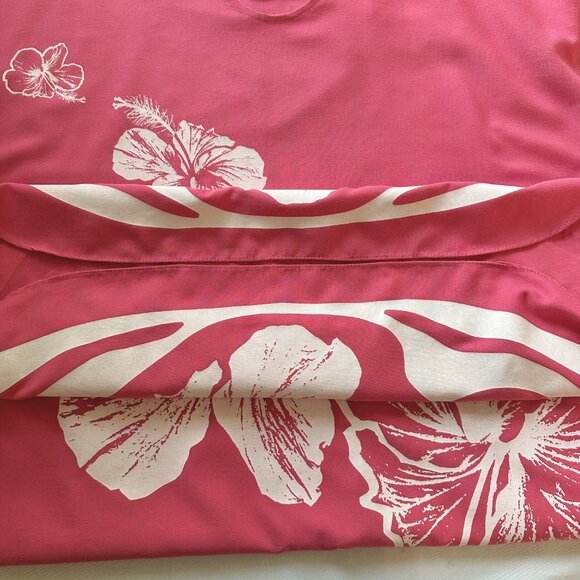 Vintage 70s Hans Jutte Hawaii Kaftan OS Pink Muumuu Dress Hibiscus Floral Hawaii - Picture 8 of 16